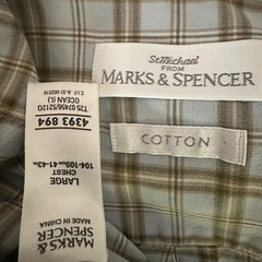 Marks & Spencer Plaid Button Down Large 41-43″ chest Gently worn 100% cotton