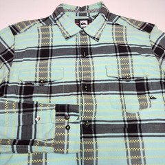 Quiksilver Shirt *Flaw* Mens S Mint Green Plaid Flannel Button Up Surf 90s Y2K