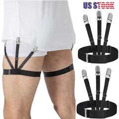 2Pcs Adjustable Elastic Shirt Stays for Men & Women Non-Slip Garter Holder Clips