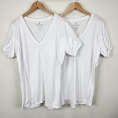 Thompson Tee Mens XL Sweatproof Undershirt LOT OF 2 V-neck White 100% Cotton