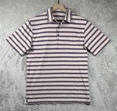 Patagonia 100% Organic Cotton Polo Shirt Men’s Small Pink Blue Striped Pocket