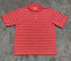 PGA TOUR GOLF ACTIVE CASUAL STRIPED COLLARED POLO SHIRT PINK WHITE GRAY Men XL