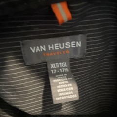 Van Heusen Traveler Men’s XLT Black White Pinstripe Button-Up Shirt Long Sleeve