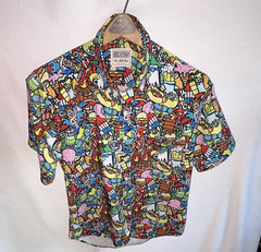 RSVLTS Men’s XS Multicolor Graphic Print Short Sleeve kunuflex Button-Up