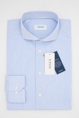 Men Eton Shirt Single Cuff Extreme Cut Away Poplin Size 40 15 3/4 Slim Fit