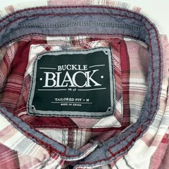 Buckle Black No. 48 Mens Tailored Fit Plaid Button Down Shirt Burgundy White M