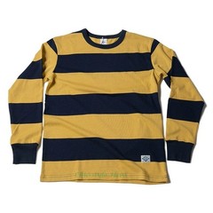 NON STOCK Vintage Mens Long Sleeve Striped Shirt Heavyweight Casual T-Shirt Tops