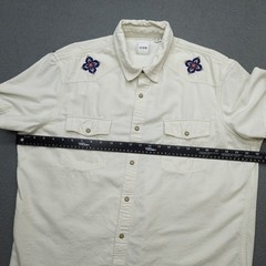 ROWM Pearl Snap Shirt Men’s Size XL Ivory Western Cowboy Embroidered