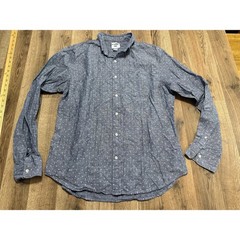 Old Navy Button Down Shirt Mens Large Blue Mens Slim Fit Leaf Print Excellent