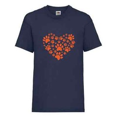 Dog Paw Print Heart Humour Novelty T Shirt Various Colours And Sizes