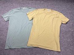 Gustin Shirt Mens Medium Green Yellow 100% Cotton USA Crew Neck Solid Tee 2 Pack