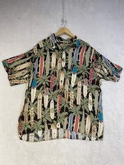 Reyn Spooner Shirt Men Extra Large Graphic Print Hawaiian Camp Surfboard Vintage