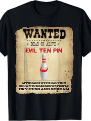 Men’S Vintage Bowling Alley T-Shirt with Wanted Poster Design, Bowling Pin And