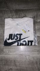 NEW Nike ‘JUST DO IT’ Crew T-Shirt, White with Black Logo, Small