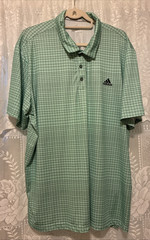 Adidas Golf Polo Men’s 2XL Green Grid Pattern Short Sleeve