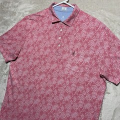 Johnnie-O Hanging Out Grover Polo Shirt Mens XL Cotton Stretch Floral AOP Pink