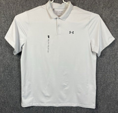 Under Armour Mens Golf Shirt Polo Performance 3.0 Gray White Stripe Polo 3XL