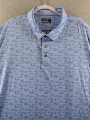 Ben Hogan Performance Men’s Polo Shirt Size 3XL Blue All Over Print Stretch Golf
