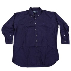 Ralph Lauren Blake Shirt Mens XXL Navy Blue Silk Cotton Blend Long Sleeve Button