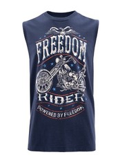 XL (46-48) Men’s Navy Patriotic Freedom Rider Muscle Tank Top # 4393