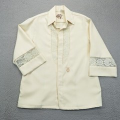 Iolani Beau Tiki Shirt Mens Large Hawaiian Wedding Lace Button Up Event Formal