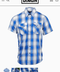 Dixxon 1947 Bamboo Short Sleeve Plaid Button-Up Shirt Men’s L Blue White