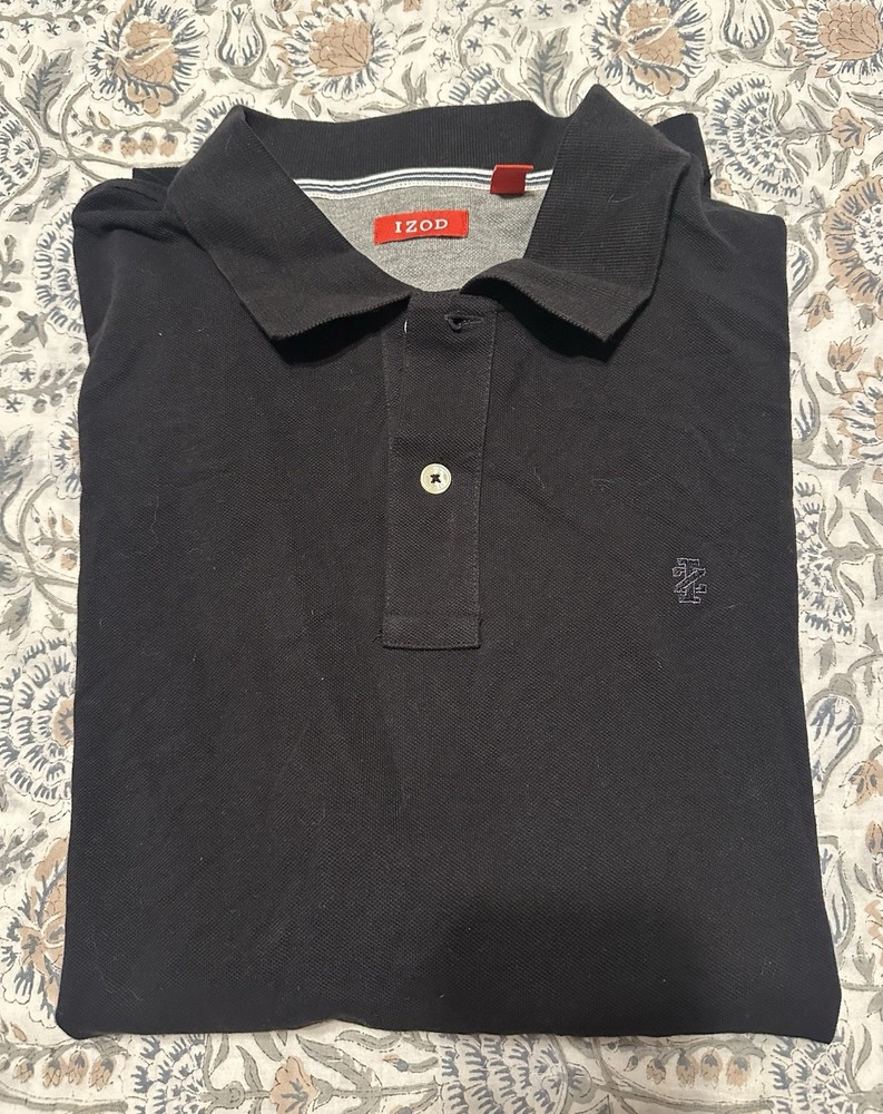 Izod Men’s Collared Shirt Size XXL Short Sleeve, Black