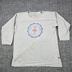 VINTAGE Izod Lacoste Shirt Mens Large Gray Graphic 3/4 Sleeve Made USA 80s