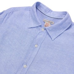 Carbon 2 Cobalt Mens M Blue 100% Linen Knit Shirt Polo Button Up
