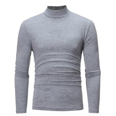 Long Sleeve Top Men Turtleneck Knitted Construction Solid Color Design
