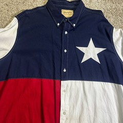 Wrangler Texas Flag Western Shirt Men’s 3XL Big Long Sleeve Red White Blue