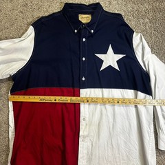 Wrangler Texas Flag Western Shirt Men’s 3XL Big Long Sleeve Red White Blue