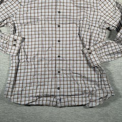 Johnnie-O Hangin’ Out Shirt Mens Large Brown Blue Plaid Button Down Casual LS
