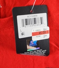 Starter Classic-Fit Embroidered Logo Graphic T-Shirt Men’s L Red Short Sleeve