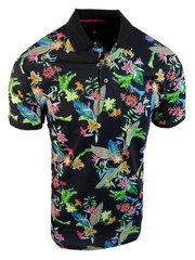 Luxury Sport Striped Polo Shirt Italian Tropical Florals Slim Fit Stretch Golf