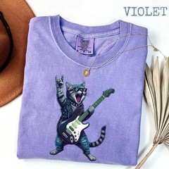 Funny Cat Playing Guitar Music Lover Comfort Tee