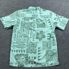 Quiksilver Waterman Shirt Mens Medium Green Tapa Hawaiian Aloha Button Up Tribal