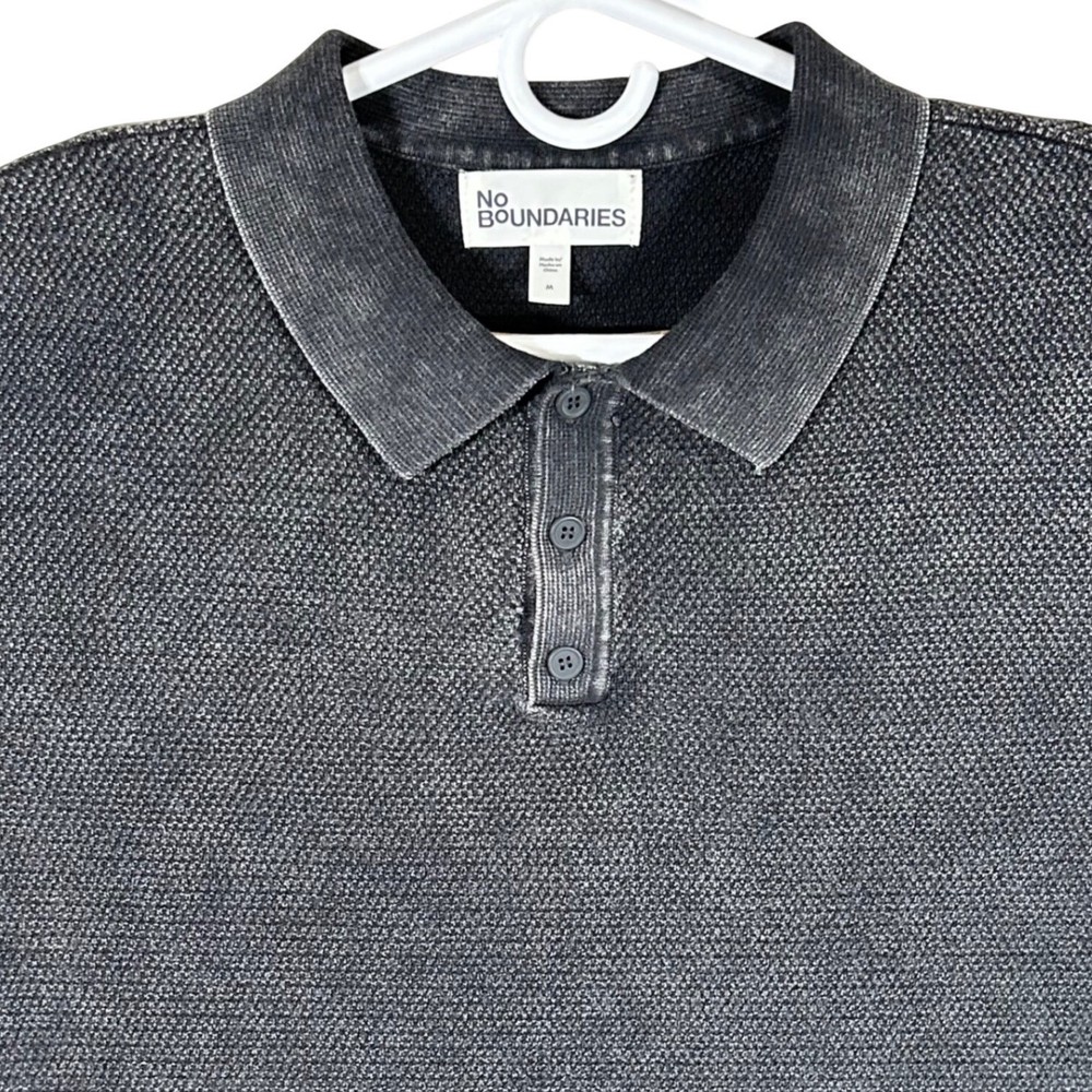 No Boundaries Mens Grey Shadow Mesh Sweater Polo Shirt Size Medium New