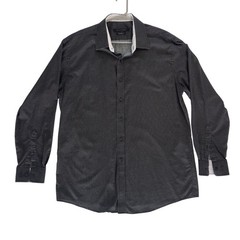 Sean John Mens Tailored Fit Polka Dot Button Down Shirt Black White Long Sleeve
