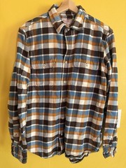 FILSON VINTAGE FLANNEL WORK SHIRT BROWN/CREAM/OCHRE PLAID M NWT