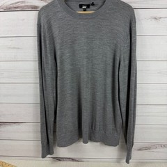 Theory Mens XL Gray Wool Crew Neck Knit Long Sleeve