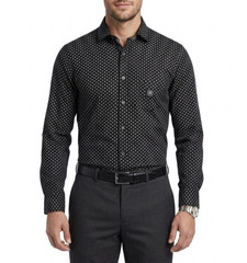 JF J Ferrar Men’s Black Gray Cube Dress Shirt Size Small 14-14.5 34-35 Slim New