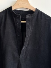 COS Men’s Black Cotton Corduroy Tunic Shirt Size Large Collarless Minimalist