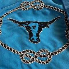 El General Western Shirt Men’s Medium Blue Plaid Embroidered Pearl Snap Cowboy