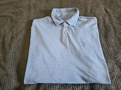 John Varvatos USA Peace Sign Beau Blue Stitched S/S Polo/Golf Shirt SZ Medium