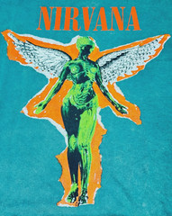 Nirvana In Utero T-Shirt Mens XL Faded Green Kurt Cobain Grunge Rock Band 2021