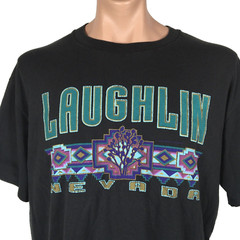 Vtg 80s 90s LAUGHLIN NEVADA Native American travel vacation T-shirt Black XL USA