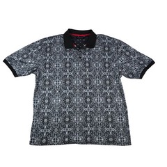 Silver Stone Collection Paisley Polo Shirt Mens XXXL Black White Geometric Print