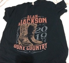 Alan Jackson black T Shirt Size Large Gone Country 2019 See Photos