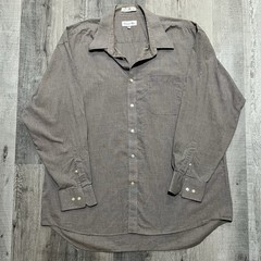 Christian Dior Cotton Button Micro Check Long Sleeve Grey Dress Shirt Plaid